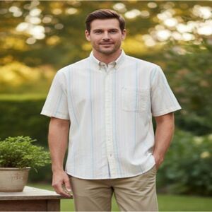 Phat Farm Shirt Pastel Striped Button Front Short Sleeve Mens Size 3XL